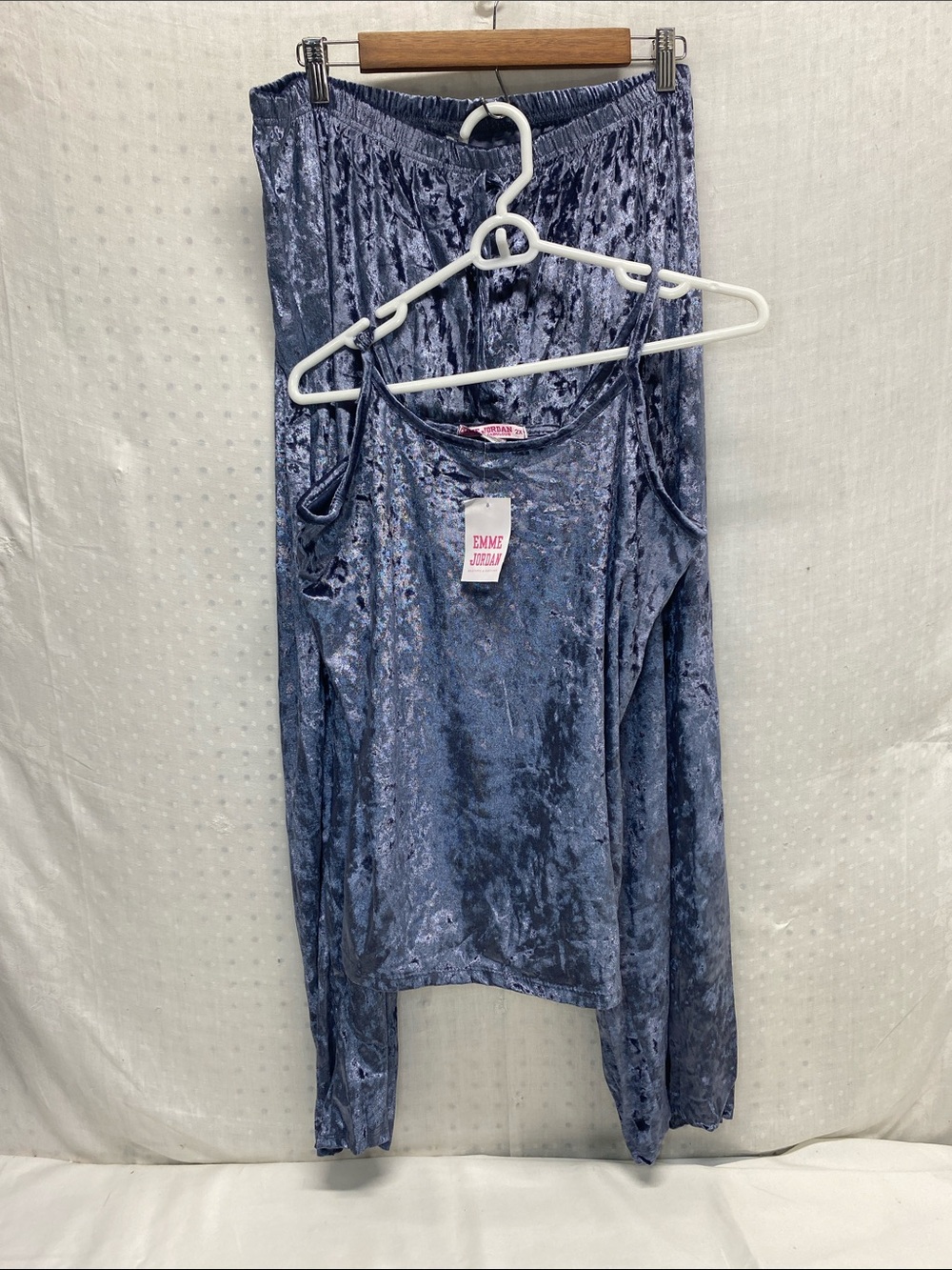 Emme Jordan Velvet Blue Two-Piece Pajama Set Size 2X